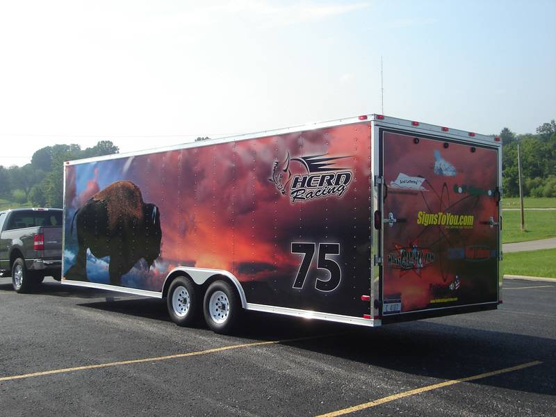 Enclosed trailer vinyl wrap