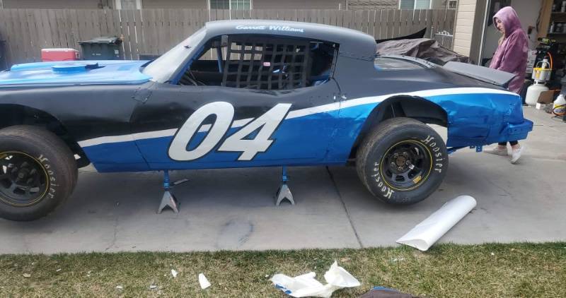 Hobby Stock asphalt oval race car Lettering from Garrett  W, WA